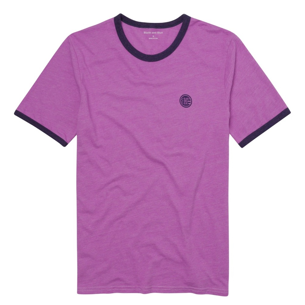 Blade+Blue tri blend ringer tee t-shirt large men purple pink blade and blue